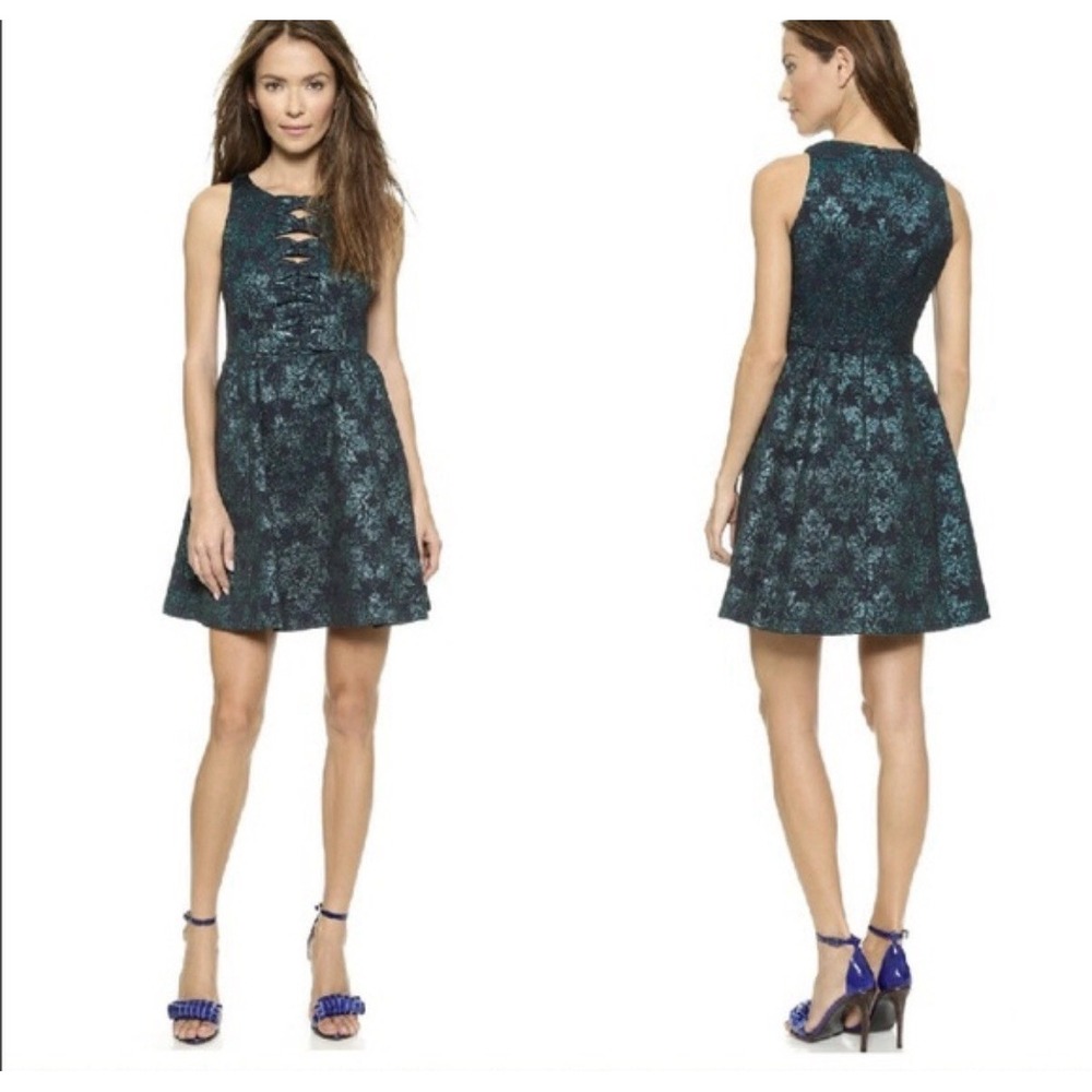 Nanette Lepore Metallic Jacquard Mini Dress Size 2  Tumblr Indie Sleaze Party